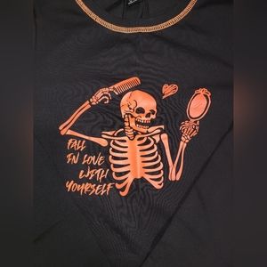 Skeleton 3/4 sleeve crop top